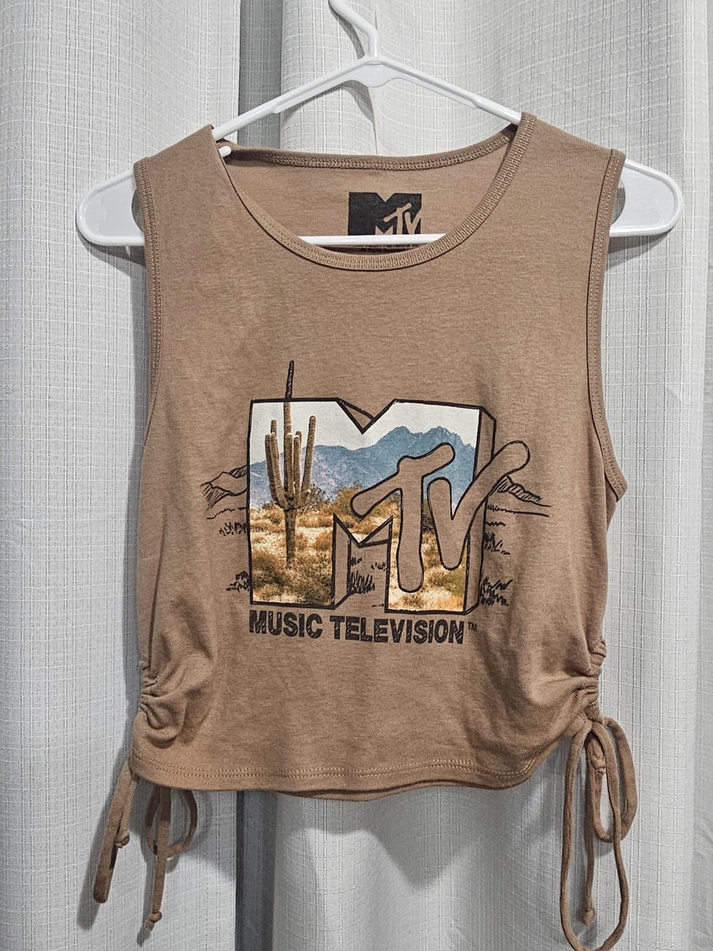MTV Desert Graphic Drawstring Tank Top - Brown NWT XL